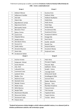 Preliminarni spisak grupa