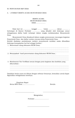 III. PENYUSUNAN RKP DESA A. 1.FORMAT BERITA