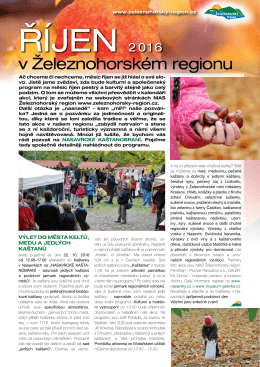 Článek měsíce - Železnohorský region