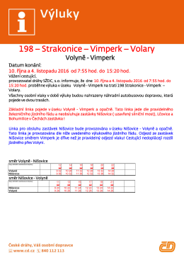 198 – Strakonice – Vimperk – Volary - Výluky