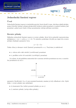 Jednoduchá lineární regrese - Math and Stats Support Centre