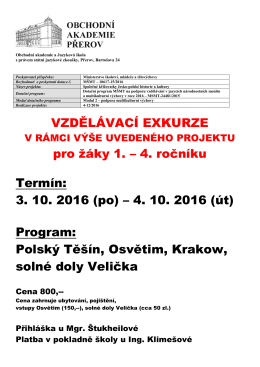 leták - Obchodní akademie a Jazyková škola Přerov