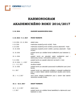 harmonogram akademického roku 2016/2017
