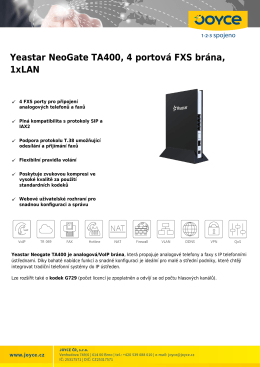 Yeastar NeoGate TA400, 4 portová FXS brána, 1xLAN