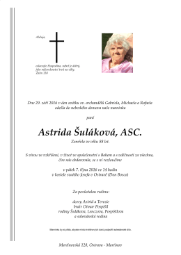 Astrida Šuláková, ASC.