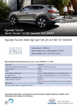 Hyundai Tucson může být nyní Váš již za 6 567 Kč měsíčně