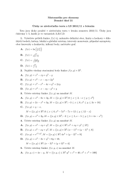 Matematika pro ekonomy Domácí úkol 21 Úlohy ze závěrečného
