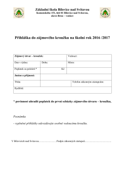 Přihláška do kroužků 2016/2017 - Základní škola Bílovice nad