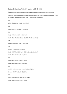 Dodatek školního řádu č. 7 platný od 5. 9. 2016
