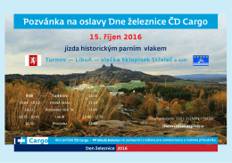 Pozvánka na oslavy Dne železnice ČD Cargo dne 15. října 2016