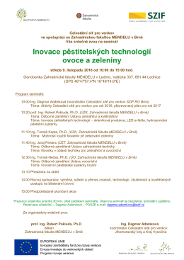 Pozvánka na seminář „Inovace pěstitelských technologií ovoce a