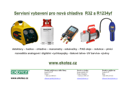 Servisní vybavení pro nová chladiva R32 a R1234yf detektory