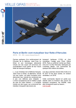 06-10-2016 Paris et Berlin vont mutualiser leur flotte d`Hercules