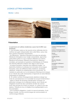 licence lettres modernes - Université Bordeaux Montaigne
