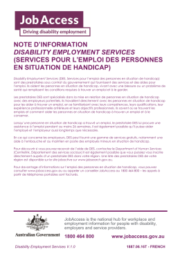 note d`information disability employment services