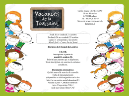 Programme des vacances de Toussaint 2016