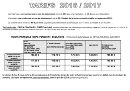 Tarifs 2016-2017 - Institut Saint