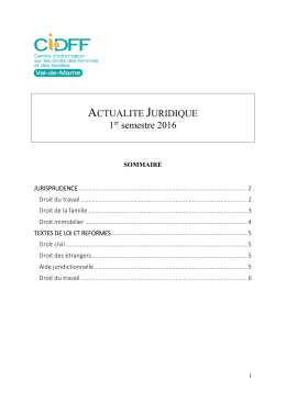 ACTUALITE JURIDIQUE 1er semestre 2016