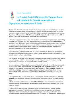 Le Comité Paris 2024 accueille Thomas Bach, le Président du