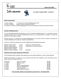 Info-parents du 4 octobre 2016 - École Jean