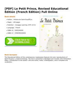 Le Petit Prince, Revised Educational Edition (French