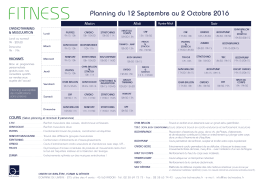 Planning FORME à partir du 12 Septembre