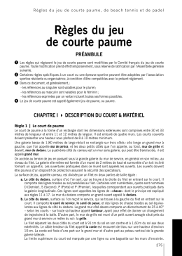 Règles du jeu de courte paume - Fédération Française de Tennis