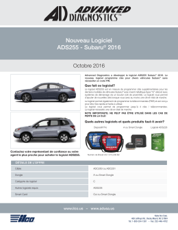 Nouveau Logiciel ADS255 - Subaru® 2016
