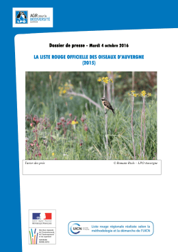 Dossier de presse liste rouge oiseaux d`Auvergne