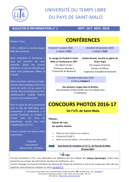 Bulletin d`information N° 1 Sep-Oct-Nov 2016 - UTL Saint