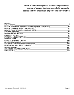 Index of concerned public bodies and persons in charge of access