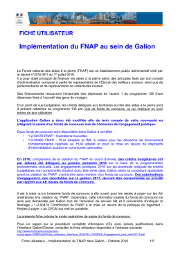Implémentation du FNAP au sein de Galion