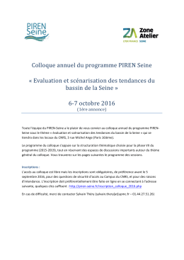 Colloque annuel du programme PIREN Seine « Evaluation et