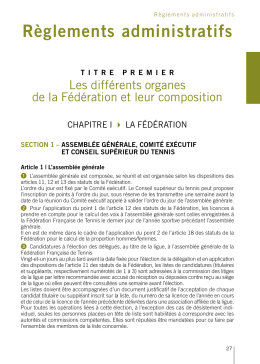 Règlements administratifs - Fédération Française de Tennis