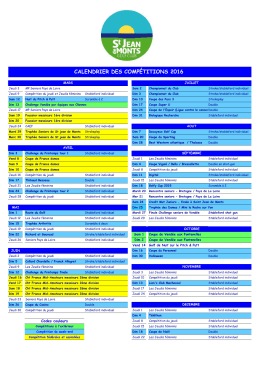 calendrier des compétitions 2016