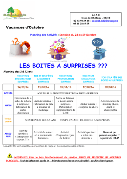 Planning des petites vacances enfance - Saint-Ouën-des