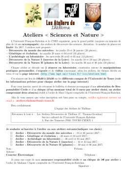 bulletin d`inscription - Université François Rabelais