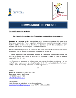 COMMUNIQUÉ DE PRESSE - Commission scolaire Des Phares