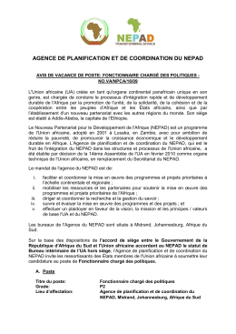 AGENCE DE PLANIFICATION ET DE COORDINATION DU NEPAD