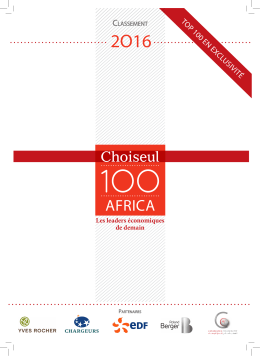 Top 100 de l`édition 2016 du Choiseul 100 Africa