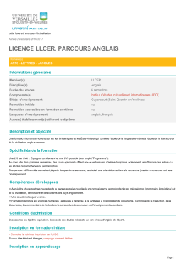 Licence LLCER, parcours Anglais - Université de Versailles Saint
