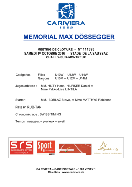 memorial max dössegger - Stade Lausanne athlétisme