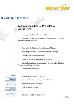 Données et chiffres - « Project V » à Europa-Park