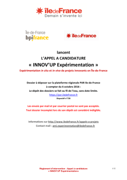 INNOV UP Expérimentation - Région Ile-de