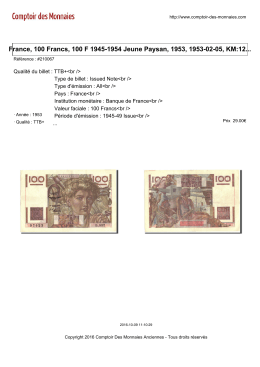 France, 100 Francs, 100 F 1945-1954 Jeune Paysan, 1953, 1953