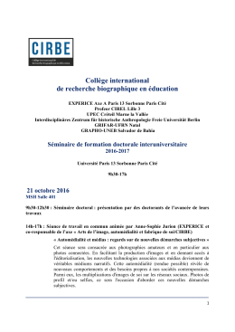 Programme - Experice - Université Paris 13