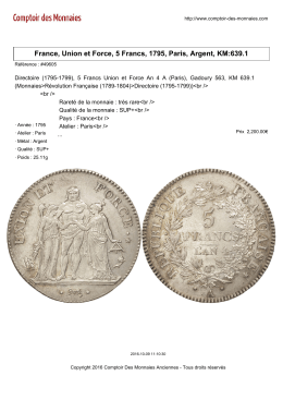France, Union et Force, 5 Francs, 1795, Paris, Argent, KM:639.1