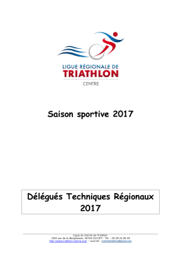 Saison sportive 2017 Délégués Techniques Régionaux 2017