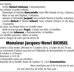 Monsieur Jacques-Henri BICHSEL