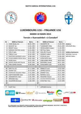 LUXEMBOURG U16 – FINLANDE U16